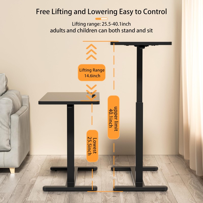 Serxis Side End Table Height Adjustable with 360° Moveable Hidden