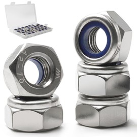 Vifmy 30 Pack M10-1.5mm Nylon Insert Locknuts,304 Stainless Steel A2-70 Lock Nuts,Standard Metric Thread Nylock Nuts for Bolts