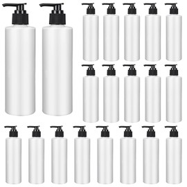 20 Pcs Plastic Pump Dispenser Bottle Bulk, 8 oz Empty Lotion Bottle Refillable Containers with Pump for Shampoo Massage Oil Dispensing Travel Daily Life (White