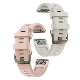 OUTVI Watch Band for Garmin Fenix 5S 6S 7S Pro Solar Silicone Light Gold Buckle Quick Fit 20mm Bands Replacement for Garmin Epix Pro Gen 2 42mm Descent Mk2S/3/3i Women Tan Dust Rose Fog Grey
