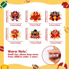 CJiangpo 60Pcs Fall Mini Erasers - Football Turkey Erasers for Kids Bulk Cute Cartoon Turkey Pencil Rubber 3D Desk Puzzle Rubber for Kids Classroom Rewards Student Prizes Fall Thanksgiving Day Gifts