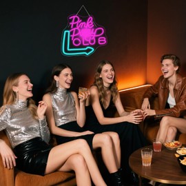 RXXXTRXQ Pink Club Neon Sign Pony Club Neon Signs for Wall Decor Neon Sign Lights USB Powered Adjustable LED Neon Lights for Bar Club Living Room Party Bedroom Gifts Women Gifts
