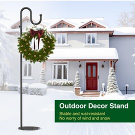 74" Shepherds Hook Stand for Plant: Hanging Bird Feeders, Plants, Lanterns, Wreath and Wind Chimes, Adjustable Free Standing Pole Holder with Heavy Duty Base for Indoor & Outdoor, Holds Up to 20 LBS