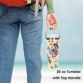 Sps ssion 30 oz Bee Flip Straw Tumbler with Top Handle for Bee Lover Insulated Resuable Vacuum Tumbler with Flip Straw and Handle for Home Office Car Dishwasher Safe Bee