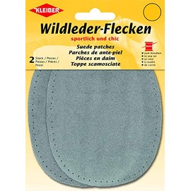 Kleiber Suede Leather Patches-Pair (2) -12cm x 10cm-Oval-Grey