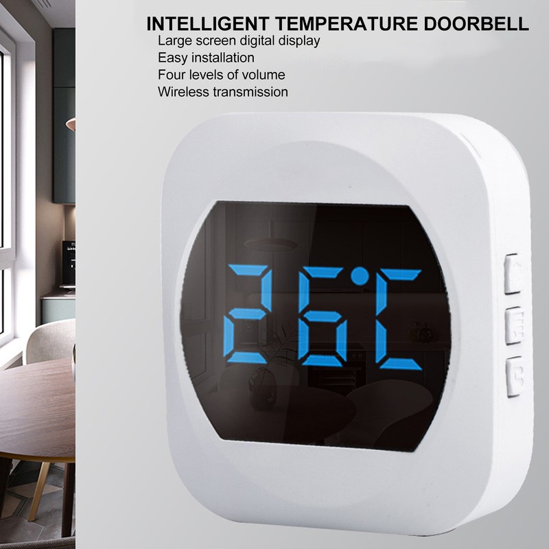 Wireless Doorbell Temperature Digital Display 4 Level Volume Adjustment Waterproof
