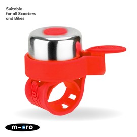Micro Scooters | Universal Bike/Scooter Plain Handlebar Bell | Kids Bike Accessories | Loud | Waterproof | Boys & Girls | Red
