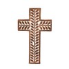 NIRMAN NIRMAN Mango Wood Religious Catholic Cross Wall Hanging Floral