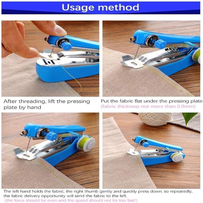 Blue Handheld Sewing Machine, Sewing Machines Portable Mini Manual Sewing