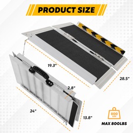 Portable Wheelchair Ramp 2FT, Ramps for Wheelchairs, Aluminum Non-Slip Folding Handicap Ramps for Steps, Outdoor Threshold Wheel Chair Ramps for Doorways, Porch, Cart, Stairs, Curbs