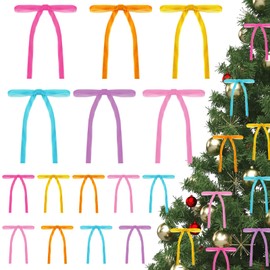 JarThenaAMCS 36Pcs Christmas Velvet Bows for Xmas Tree 6 Colors Premade Bowknots Christmas Tree Ornament Decor