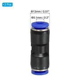PATIKIL 3/16 Inches Push to Connect Fittings, 2Pcs Plastic Air Line Hose Fitting Quick Release Pneumatic Connectors Straight Union Two Way Coupler for Tube, Blue
