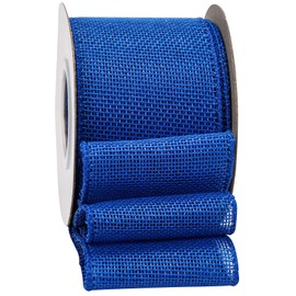SDZMDL Burlap Wired Ribbon 2-1/2 Inch, Solid Ribbon with Wire Edge for Mother's Day Big Bows, Outdoor Wreath, Gift Wrapping, 10 Yards/Roll.(Royal Blue)