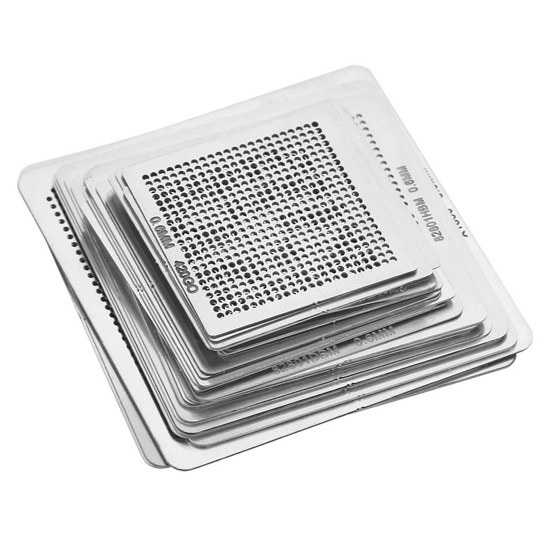 33pcs BGA Universal Reballing Rework Net Stencils Steel Template Mesh