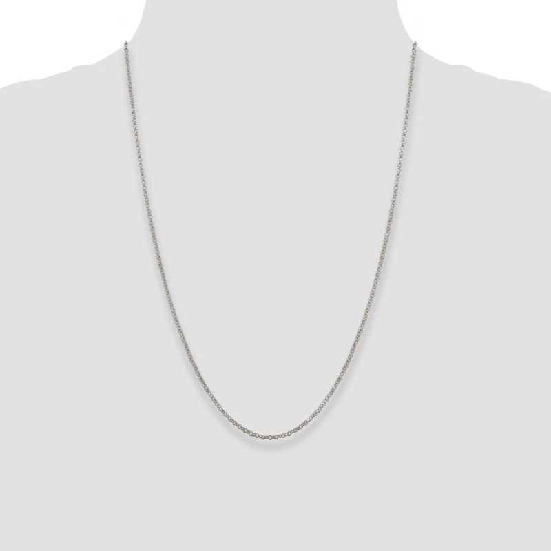 GlittersandGold Sterling Silver 2mm Rolo Chain Necklace