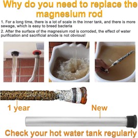 44'' Magnesium Anode Rod for Hot Water Heater Compatible with Rheem Reliance Richmond GE Tanks Flexible Three Quarter 3/4" NPT Thread 0.8'' Diameter Home Water Tank Anode Rod