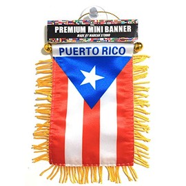 Puerto Rico Rican Flags for car Interior Rearview Mirror or Home Sticks to Windows Glass Quick and Easy (Light Blue) Limited Edition Flag