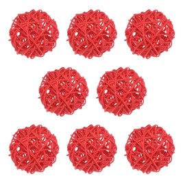 M METERXITY 8-Pack Wicker Rattan Balls 60mm/2.4 Inch Decorative Rattan Balls Orbs Vase Fillers Bowl Fillers for Christmas/Weddings/Thanksgiving/DIY Crafts/Home Decor [Red]