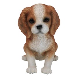 Ebros Adorable Tricolor Cavalier King Charles Spaniel Dog Breed Statue 6" Long Pet Pal Puppy Dogs Collectible Decor Figurine with Glass Eyes Lifelike Sculpture