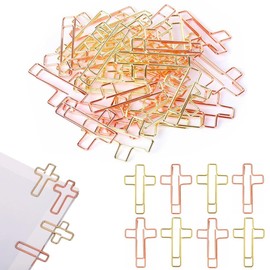 RuiChy 50 Pcs Cross Paper Clips, 34mm Christian Paperclips Metal Bible Paper Clamps Small Bookmark Journaling Memo Clips Page Marker Stationery Paperwork Document Organizing for Office Home Daily Use