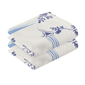 OTVEE Retro Ink Chinese Pagoda Hand Towels,Cotton Soft Bath Hand Towels for Bathroom Kitchen Hotel Spa Hand Towels Set of 2