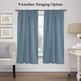 H.VERSAILTEX Tie Up Curtain for Kitchen Thermal Insulated Tie Up Window Blind for Small Window (Rod Pocket 2 Panels, Stone Blue, 42" Wide by 63" Long)