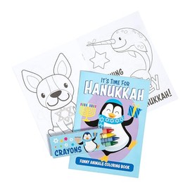 Fun Express Hanukkah Funny Animals Coloring Books with Crayons - 12 Pc
