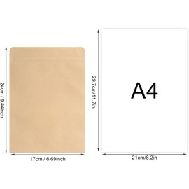 50Pcs 17x24cm Kraft Stand Up Food Bags, Zip Lock Reusable Packing Pouches Foil Lined with Tear Notch Thicken Heat Sealable, for Storing, Cookie, Snack Tea and Drinking (17 x 24 cm)