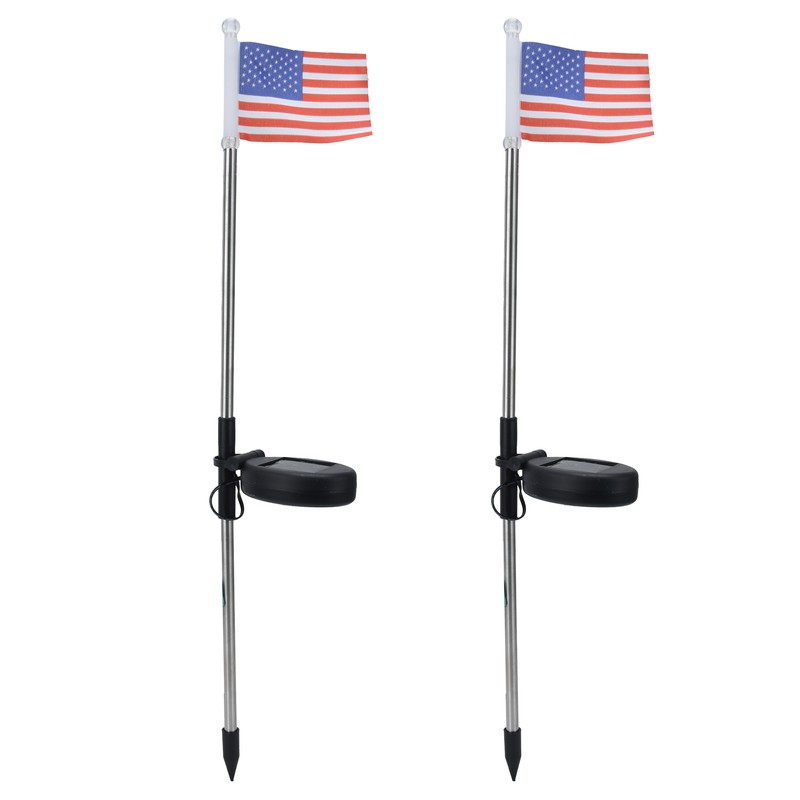 2PCS Solar Powered Garden Light Flag Lawn Stake Lamp for