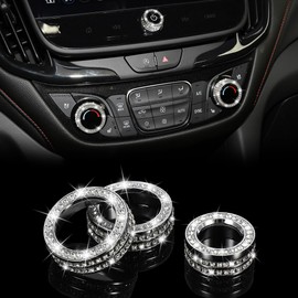 TOMALL Bling AC Air Conditioning Knob Button Cover Compatible with Chevy Equinox Malibu Volume Knob Trim Centre Console Air Conditioner Switch AC Climate Knob Cap Bling Accessories for Car