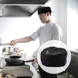 Chef Hat,Adjustable Cooking Cap Mesh Top Skull Hat Chefs for Men Women Professional Bakers Hat Breathable Flat Top Cap Unisex Hair Cover Black Chef Hat for Chefs Baking Cooking Home Kitchen Restaurant
