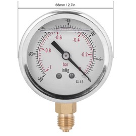 Oil Filled Pressure Gauge TS-PGGZ604-0bar 1/4BSP Y60 Radial Oil Filled Vacuum Pressure Gauge for Petroleum Metallurgy Pressure Gauge -30-0inhg Vacuum Gauge