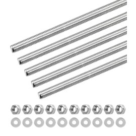 Beojonvy 5 Stück M8 Gewindestangen x 300mm, Gewindestäbe Voll Edelstahl Gewindestab Gewindebolzen Gewindestifte mit 10 Unterlegscheiben und 10 Sechskantmuttern