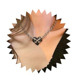 Inilbran Punk Heart Cuba Chain Necklace Vintage Thorn Heart Choker Necklace Black Heart Pendant Necklace Gothic Barbed Wire Heart Necklace Jewellery for Women and Girls, Zinc