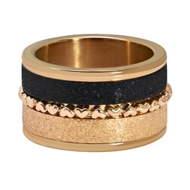 Quiges Rose Gold Stainless Steel Multicoloured Stacking Ring Combination Ring Set with 3 Filling Rings and 1 Base Ring Set, Stainless Steel, No Gemstone