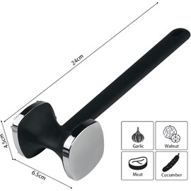 Heanvmyss Kitchen Meat Tenderizer,Heavy Duty Meat Hammer,Double Sided Meat Tenderiser,Stainless Steel Meat Mallet,Versatile Tender Meat Hammer for Steak,Chicken,Fish,Cooking Enthusiasts(Silver)