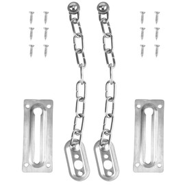 Operitacx Pack of 2 Safety Door Chain for Front Door Chains Safety Door Made of Steel Guard Chain and Padlock Reinforced Protection Heavy Silver Stainless Steel