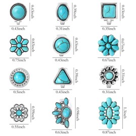 NEWITIN 12 Pairs Turquoise Clip On Earrings for Women Boho Clip Earrings Turquoise Jewelry Gemstone Earrings Non Piercing Clip on Earrings Turquoise Earrings for Women