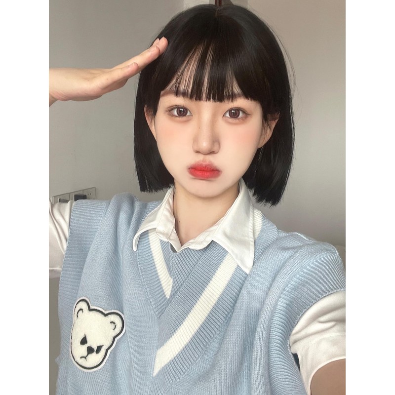 Eileen Bob Black Wig, Natural Fluffy Feel, Women's Wig, Straight,