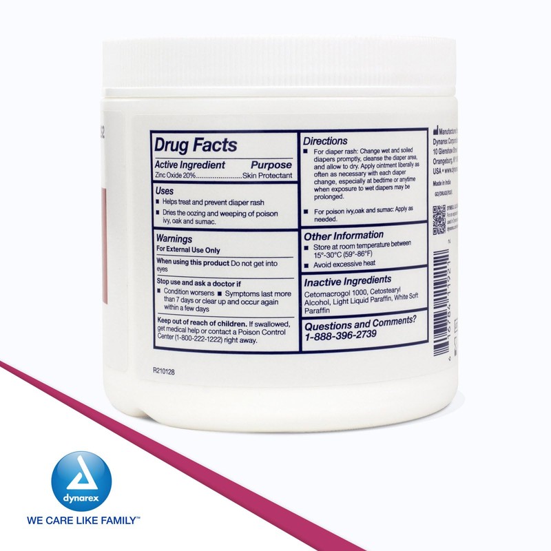 Dynarex Zinc Oxide Ointment, Soothes, Prevents, and Relieves Diaper Rash,