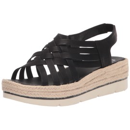 Dr. Scholl's Shoes Women's Off Site Espadrille Wedge Sandal, Black, 8.5