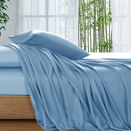 SONORO KATE 100% Viscose Derived from Bamboo_Sheets Queen Size, Ultra Breathable & Cooling Bed Sheets for Hot Sleepers, Hotel Luxury Silky Bedding Sheets, 16" Deep Pocket - 4PC (Teal Blue,Queen)