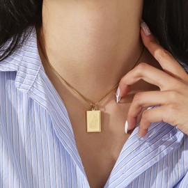 Leaocean Islamic Necklace - Tawakkul Written 18K Gold Plated Silver Pendant Tawakkul (Trust) Necklace Arabic Tawakkul Necklace Trust in God 18kt Gold Plated for Women Men (Gold)