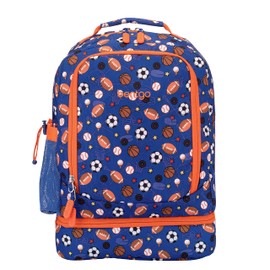 Bentgo Kids 2-in-1 Backpack & Insulated Lunch Bag - Durable 16” Backpack & Lunch Container in Unique Prints for School & Travel - Water Resistant, Padded & Large Compartments (Sports)