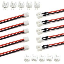 5 Pairs JST-XH 2.54mm 2 Pin 1S Balance Plug Lead Socket Male and Female Connector with 20cm (7.9inch) Silicone Wire Cables for Woodland Just Plug Lights 3D Printer