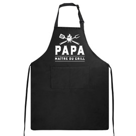 GEBETTER Französisch Grillschürze mit Spruch für Männer lustig - PAPA MAÎTRE DU GRILL - Kochschürze Küchenschürze Schürze Geschenk für Papa Opa zum Vatertag oder Geburtstag