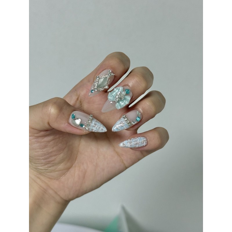 Summer Nail Aqua Tweed - M-Almond / 여름네일 아쿠아 트위드