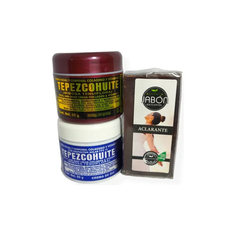 2 Crema De Tepezcohuite Noche Y Día 60gr Jabón Tepezcohuite