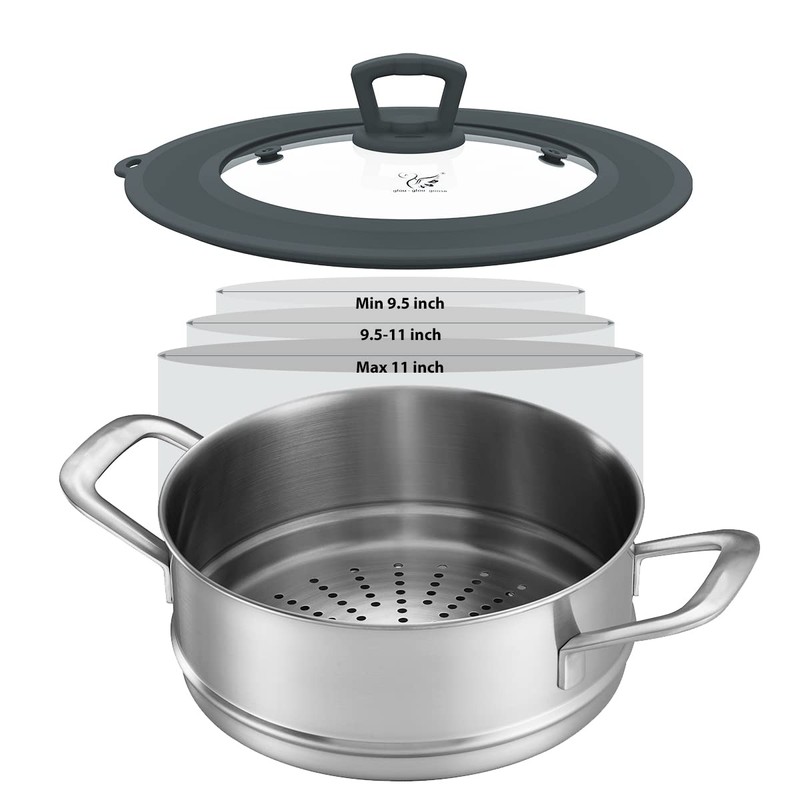 Set of 2 Vented Tempered Glass Universal Lid for Pot
