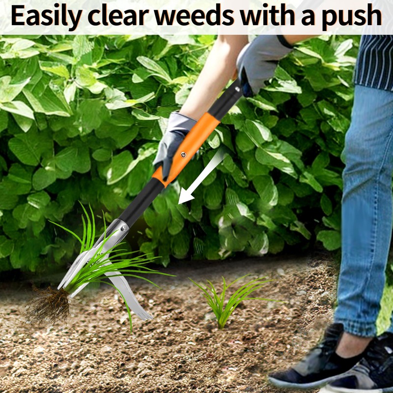 50” Weed Puller Tool, Heavy-Duty Weeder Tool with Long Handle,